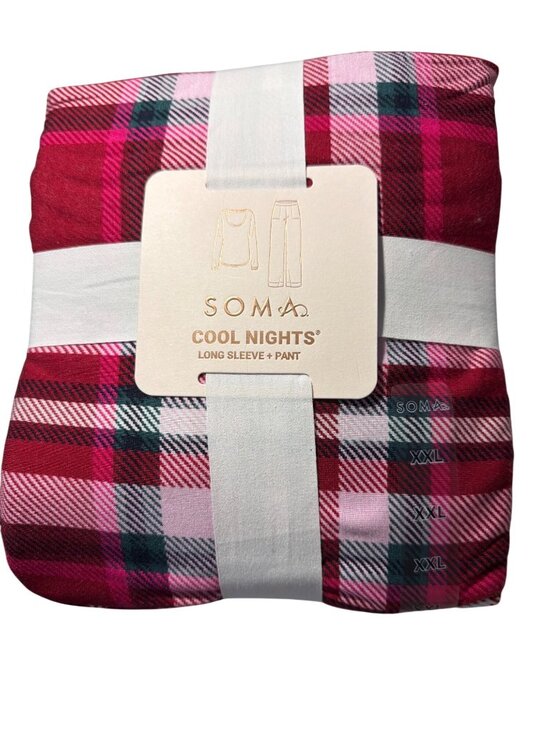 Soma Other - Soma Cool Nights Long Sleeve & Pant Red Plaid Pajama Set 2 Piece PJs Size XXL NW